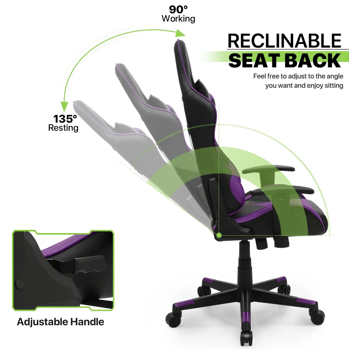 2026 NEW Magshion Ergonomic Gaming Chair, Comfortable Gaming Chair, Computer Chair Leather Desk Chair Adjustable Swivel Gaming Office Chair, Blue