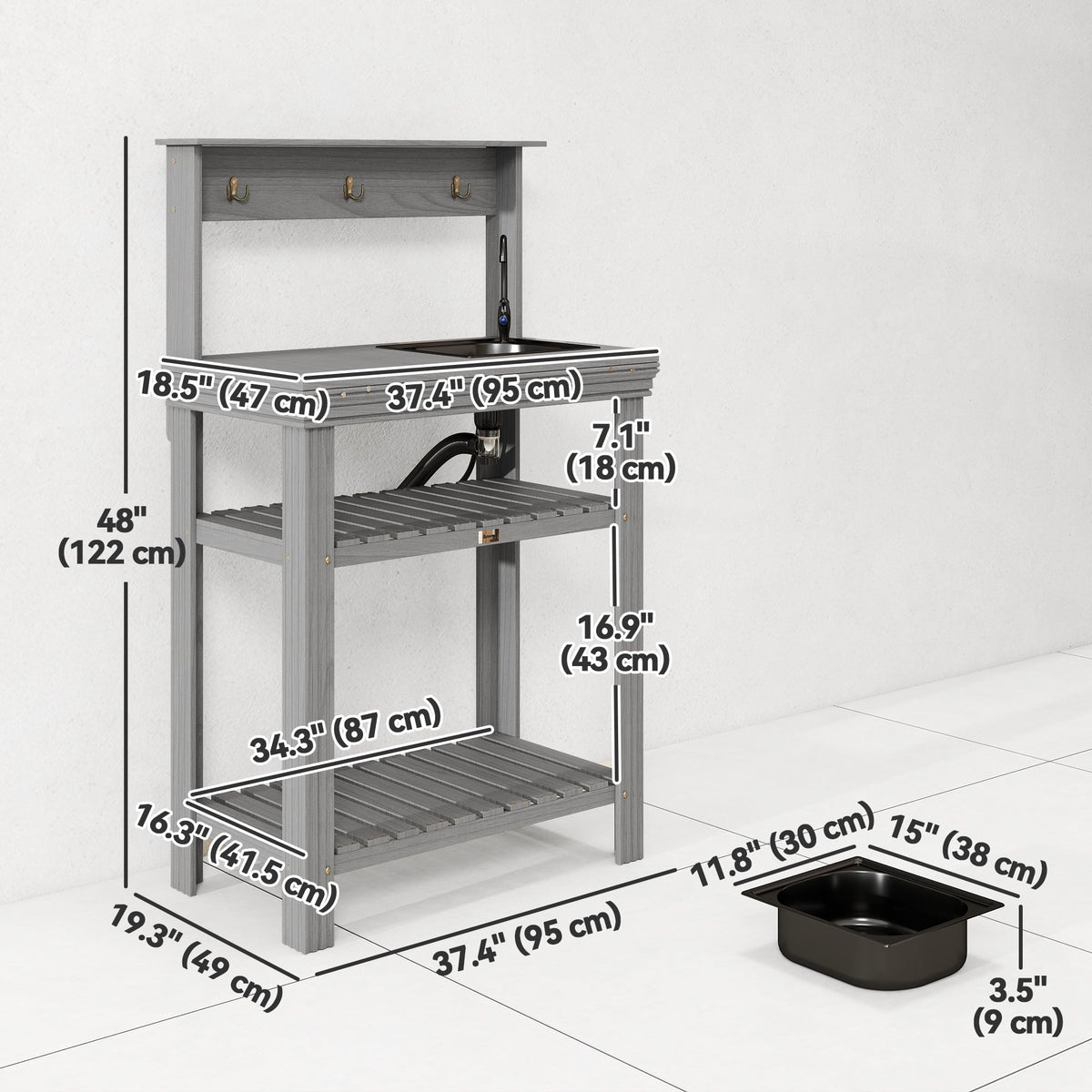 2026 NEW Outsunny Potting Benches for Outside with Faucet, Removable Sink, Shelves