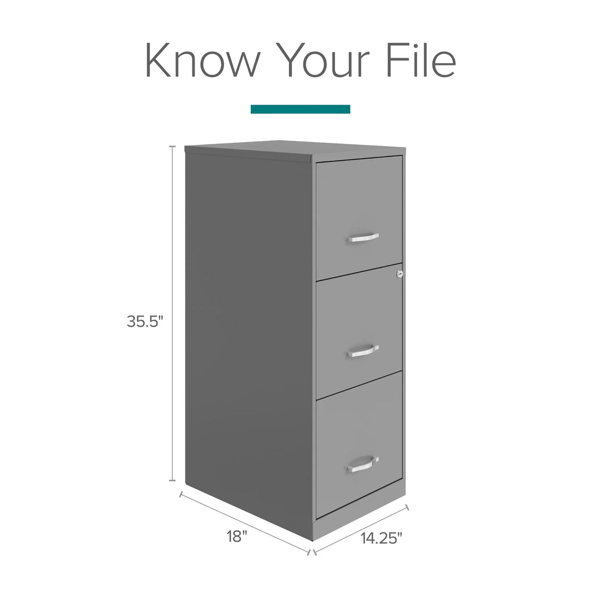 2026 NEW Space Solutions 18" Deep 3 Drawer Smart Letter Width Vertical File Cabinet, Navy