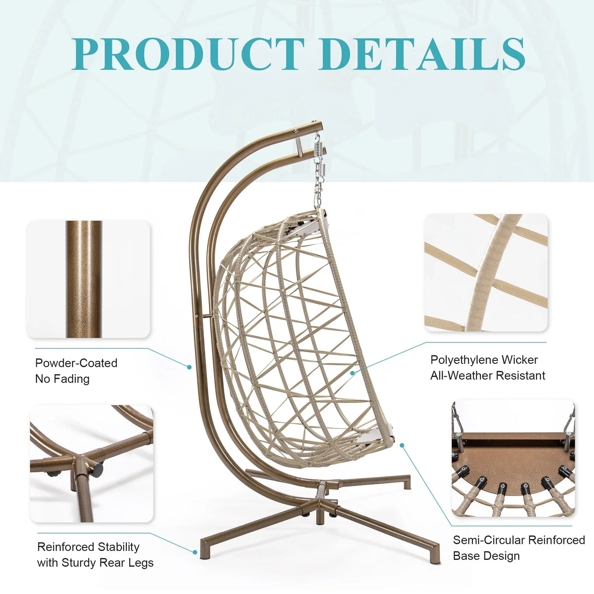 2026 NEW RADIATA Double Wicker Egg Swing Chair with Stand, 2-Person Hanging Egg Chair for Indoor/Outdoor, 700lbs Capacity, Thick Cushions & Headrest,Sturdy Metal Frame"Dark Gray
