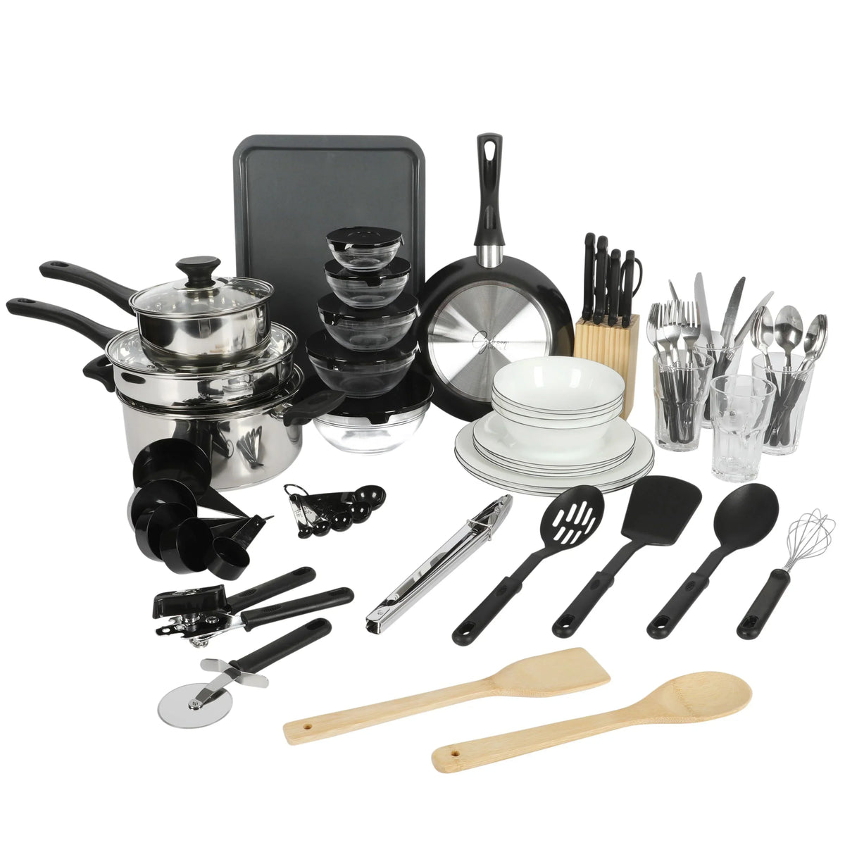 2026 NEW Gibson Home 71-Piece Stainless Steel Silver Cookware Combo Set