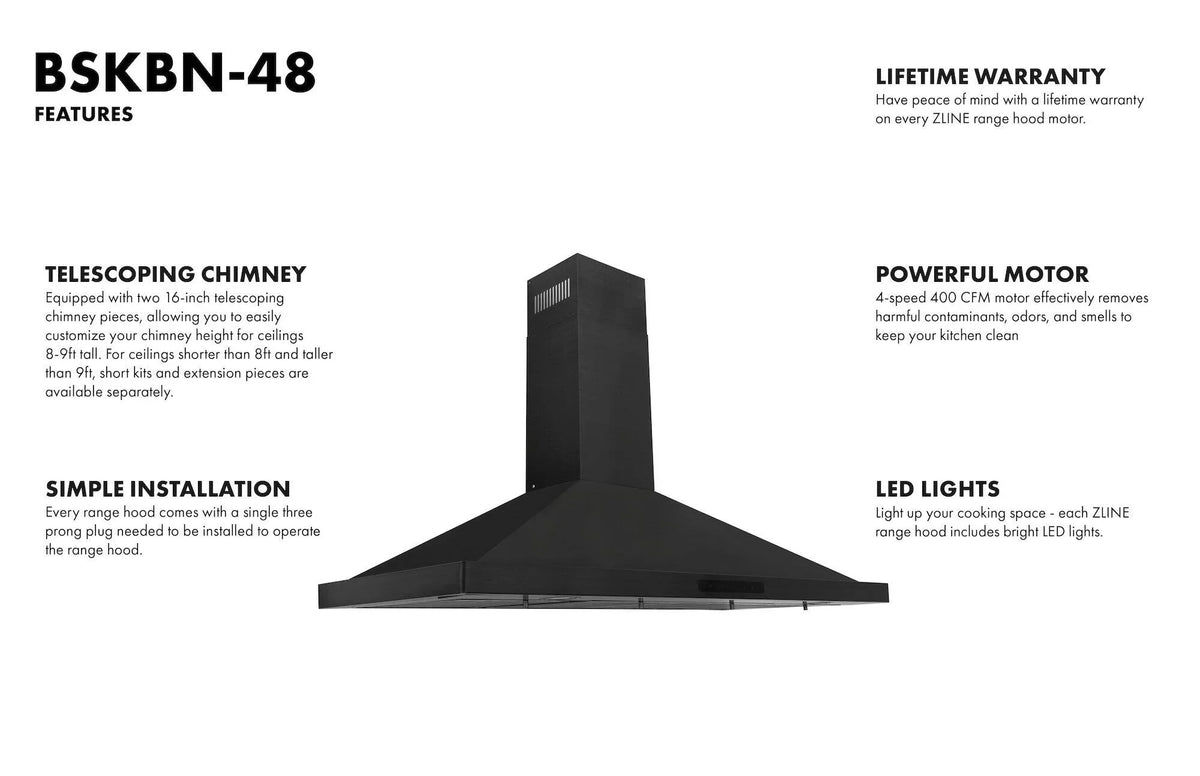 2026 NEW ZLINE 36 in. Wall Mount Range Hood in Black Stainless Steel (BSKBN-36)