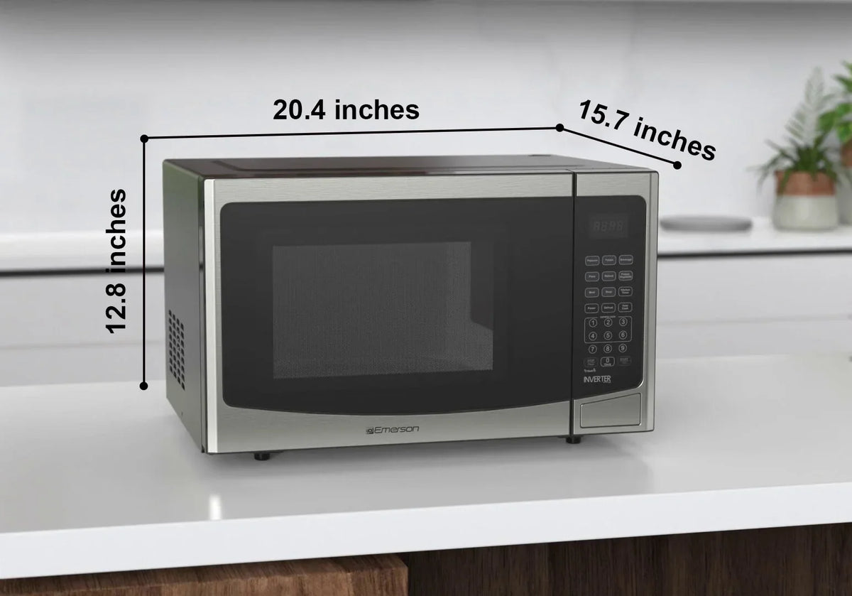 2026 NEW Emerson 1.2 Cu Ft, 1000W Stainless Steel Countertop Microwave Oven with Inverter Technology, Touch Control, MWI1212SS