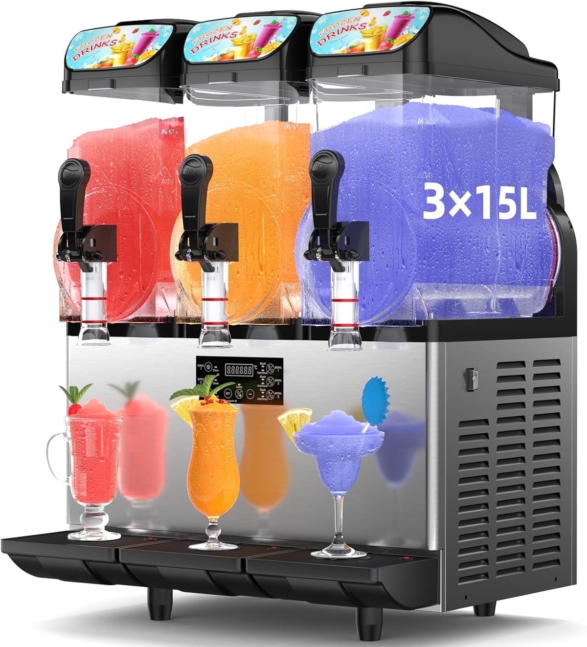 Commercial 3 Tanks Frozen Drink Slush Slushy Making Machine Smoothie Maker 45L