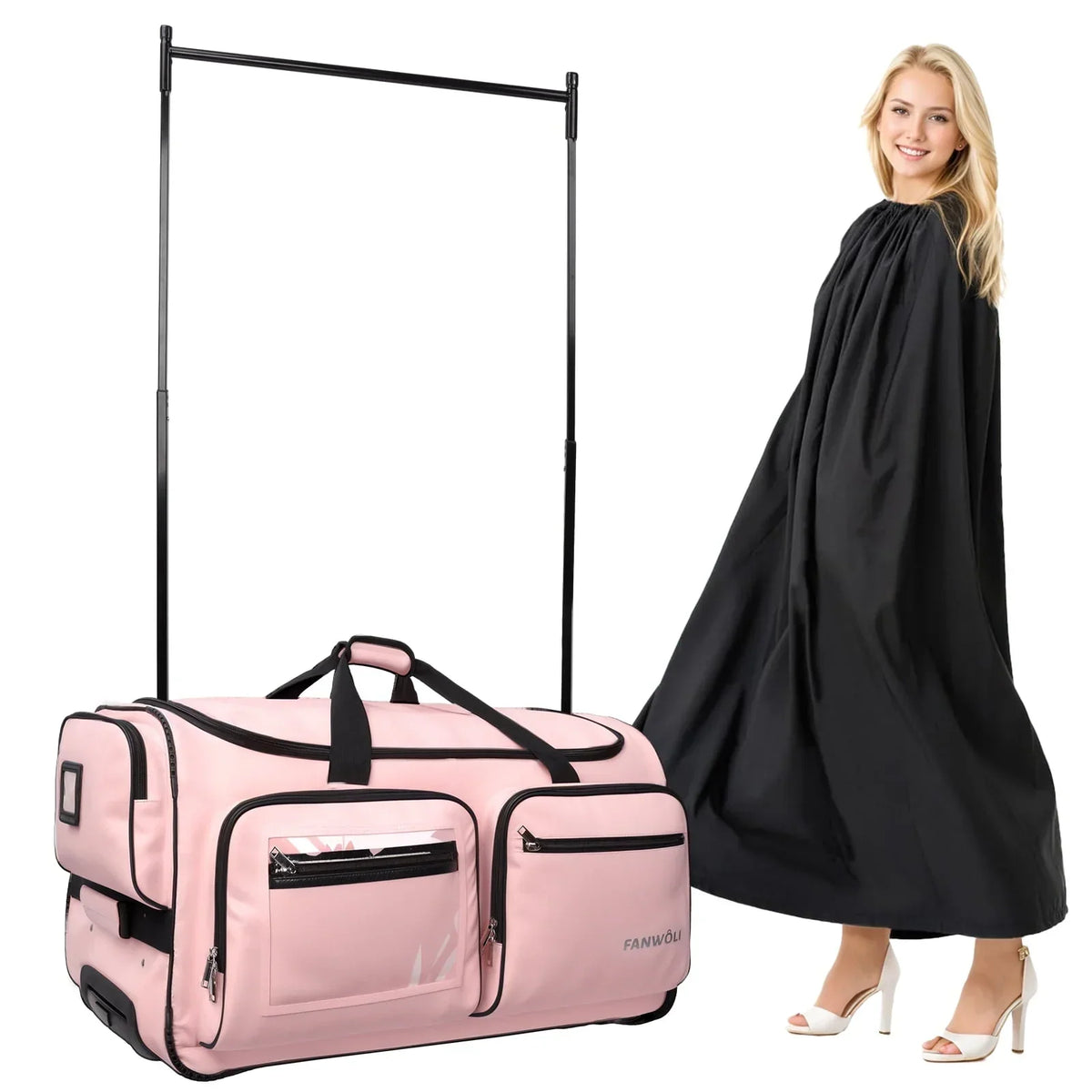 2026 NEW Fegat Dance Bag with Garment Rack - 28"Collapsible Rolling Competition Dance Duffle Bag Lightweight Costume Wheeled Suitcase for Dancers Shows Livestreamer Athletes