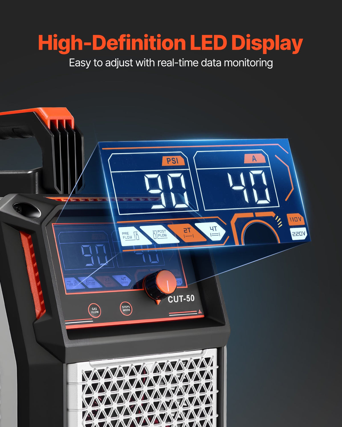 2026 NEW VEVOR Plasma Cutter, 50A Non-Touch Pilot Arc Plasma Cutting Machine, 110V/220V Dual Voltage Digital Display IGBT Inverter - with 2T/4T Function & Adjustable PA/PT Time