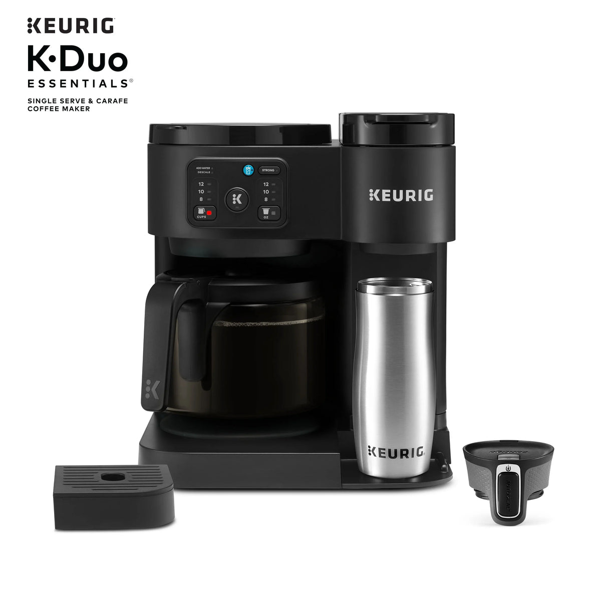 2026 NEW Keurig K-Duo Essentials, Hot & Iced Single-Serve K-Cup Pod Coffee Maker & Carafe, Moonlight Grey
