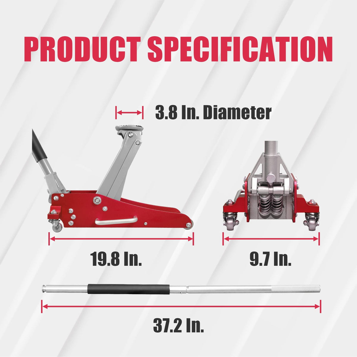 2026 NEW BIG RED AT815016LR Torin Hydraulic Low Profile Aluminum and Steel Racing Floor Jack with Dual Piston Quick Lift Pump, 1.5 Ton (3,000 lb) Capacity, Red