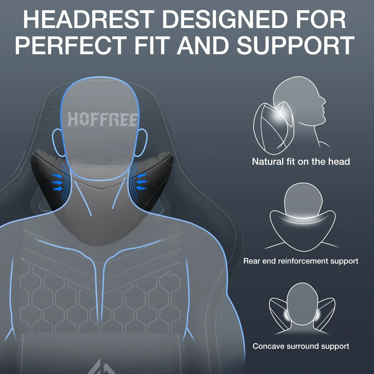 2026 NEW Hoffree Gaming Chair with Massage Fabric Office Chair with footrest for Adults, Ergonomic Gamer Chair with Headrest and Lumbar Support for Office Gaming, 440 LBS