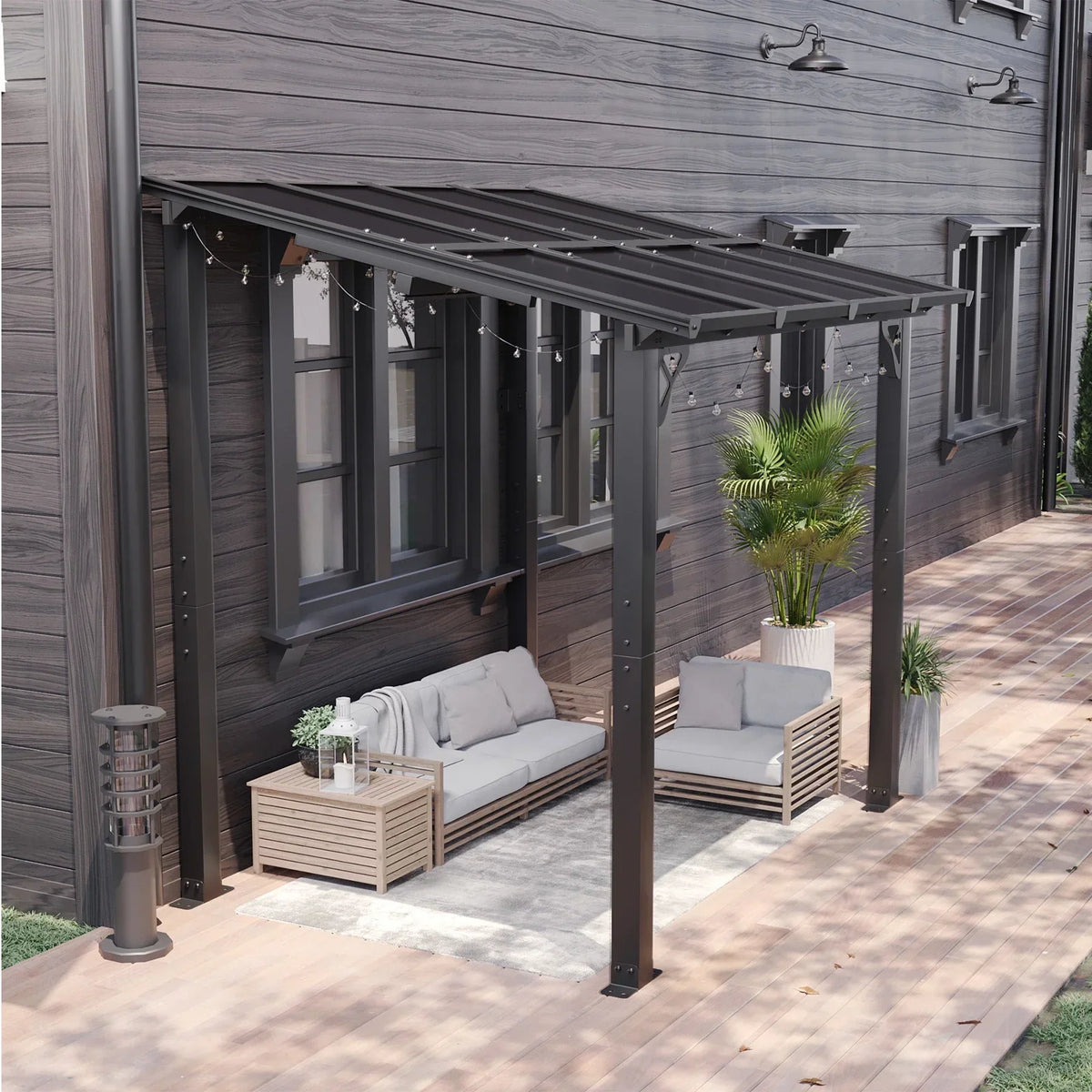 2026 NEW Aoxun 8' x 5' Gazebo for Patio, Gazebo Pergola with Sloped Roof, Grill Gazebo Large Wall-Mounted Heavy Duty Awnings, for Backyard, Deck, Patio