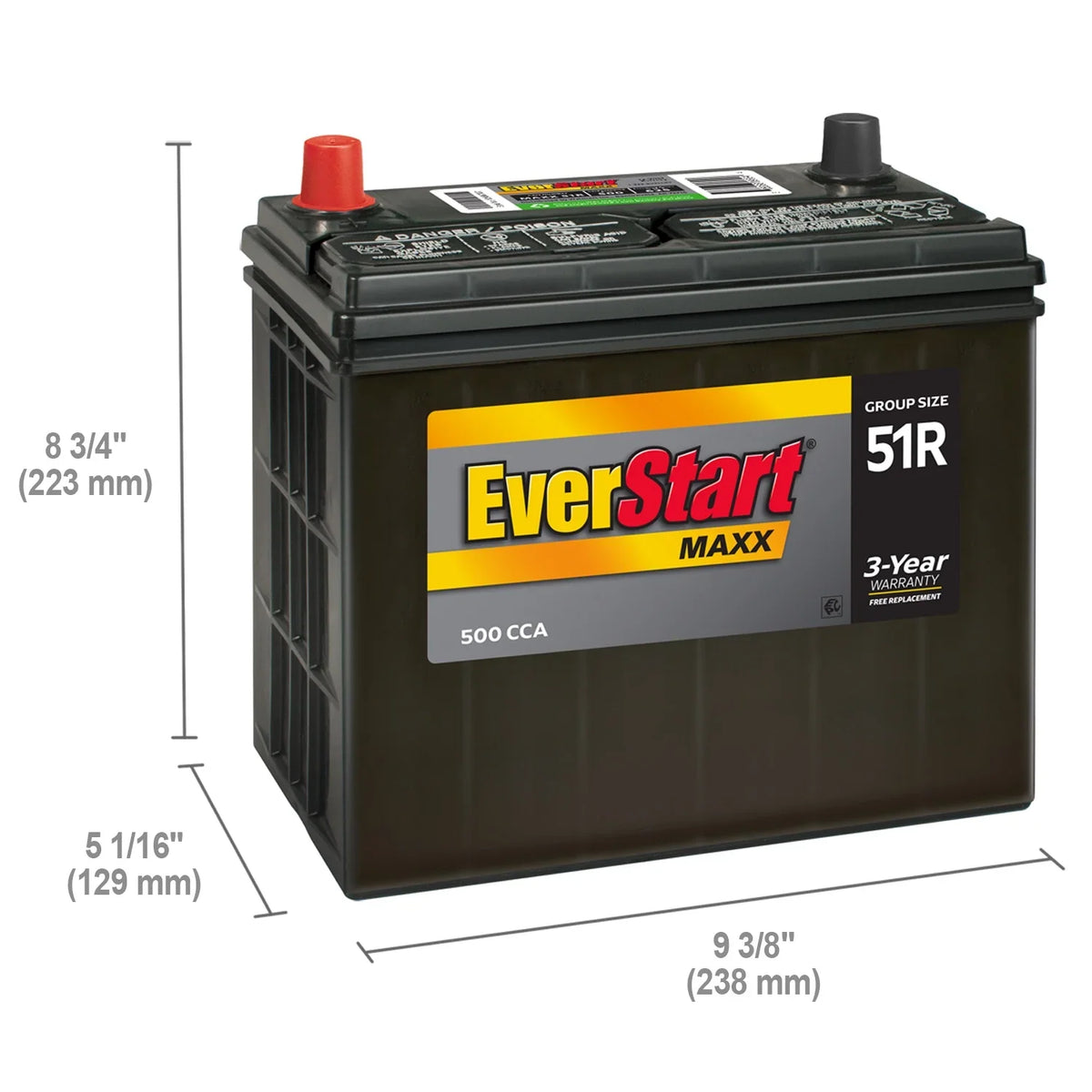 2026 NEW EverStart Maxx Lead Acid Automotive Battery, Group Size 51R 12 Volt, 500 CCA