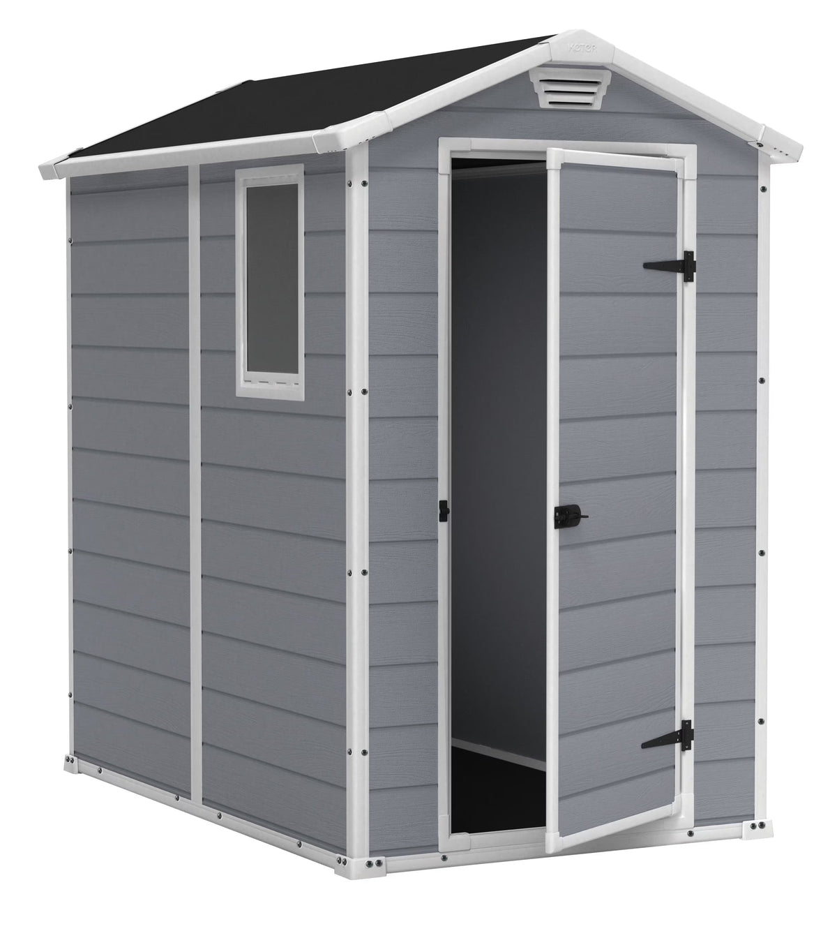 2026 NEW Keter 213413 Manor DD 6 X 8 Foot All Weather Outdoor Storage Shed, Grey