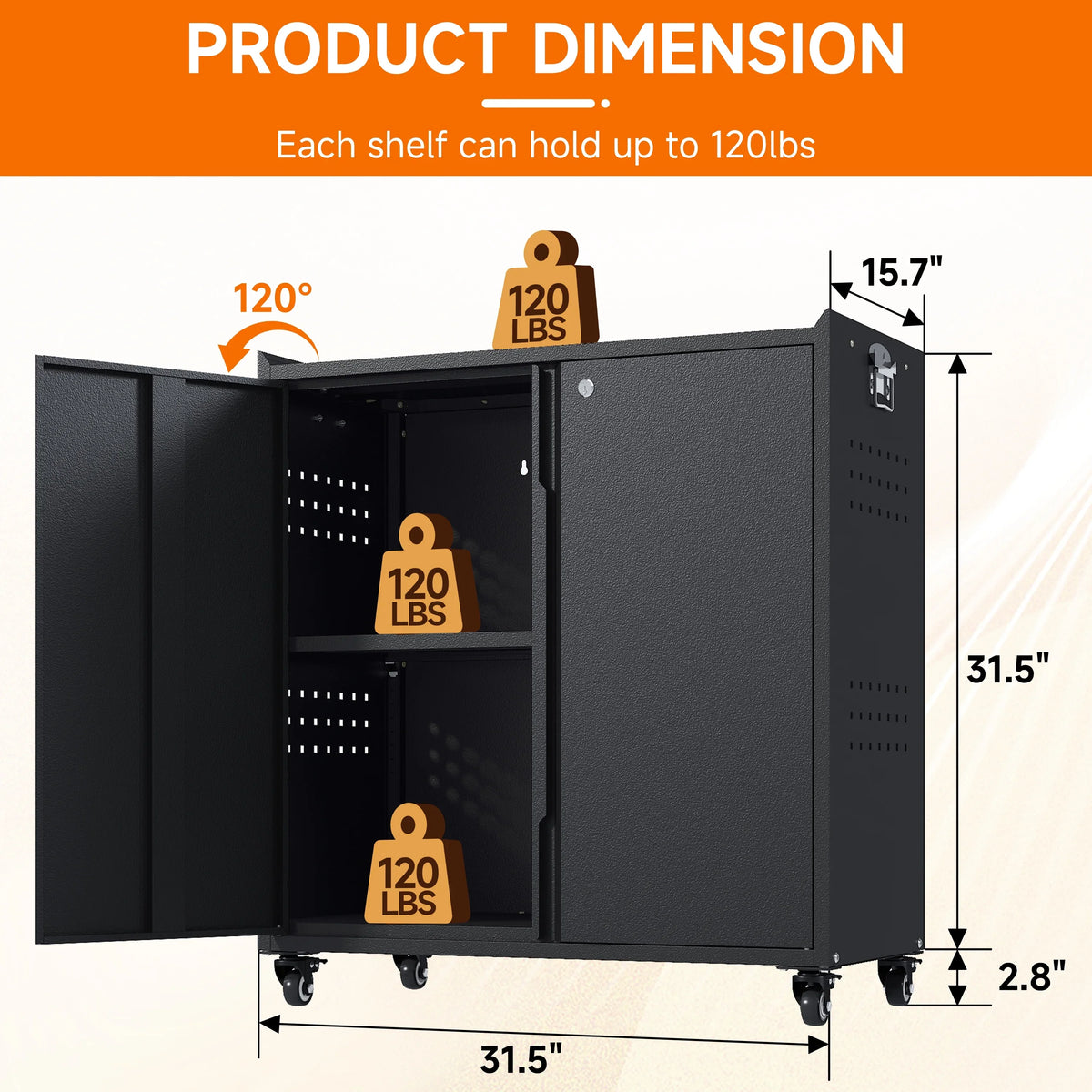 2026 NEW Metal Storage Cabinet with Wheels,Rolling Tool Cabinet with Doors and Adjustable Shelves,Heavy Duty Garage Storage Cabinet