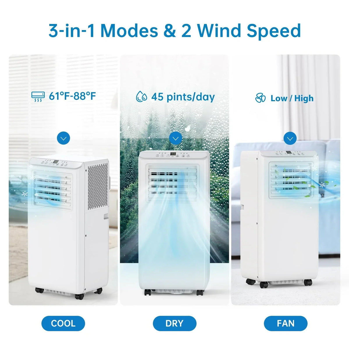 2026 NEW TROPOW Portable Air Conditioners 8000BTU, Air Conditioners 3-in-1 Cools up to 350 Sq. Ft, Indoor Standing AC Unit w/Dehumidifier, Window Kit, White