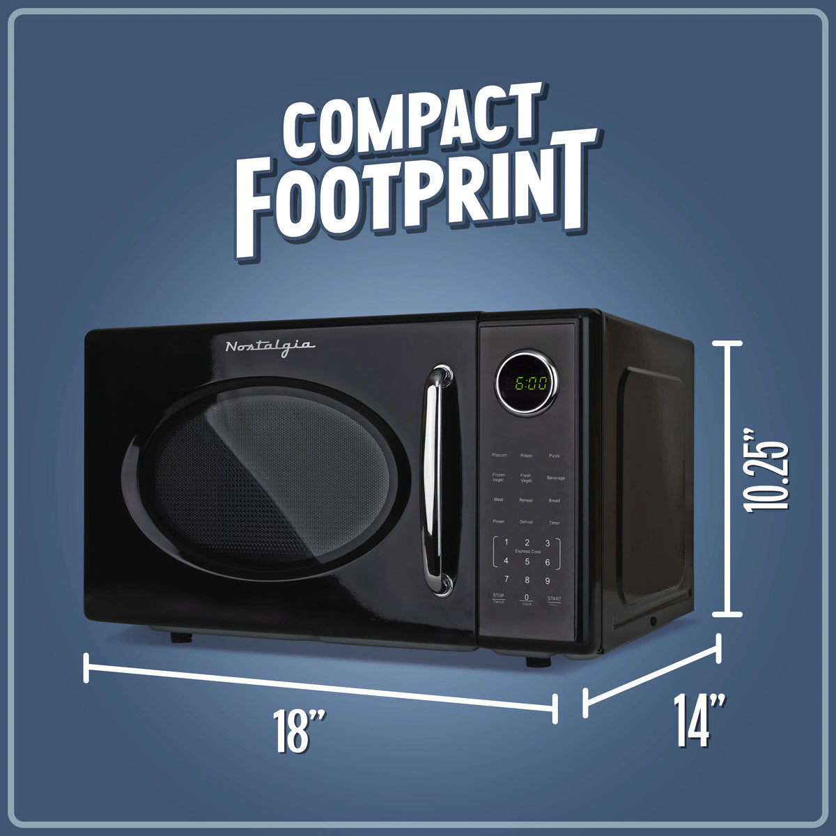2026 NEW Nostalgia Retro Microwave Oven - 1.1 Cu Ft & 1000-Watt Countertop Size with Glass Turntable, Child Safety Lock, 8 Auto-Cook Programs & Digital Clock - Black