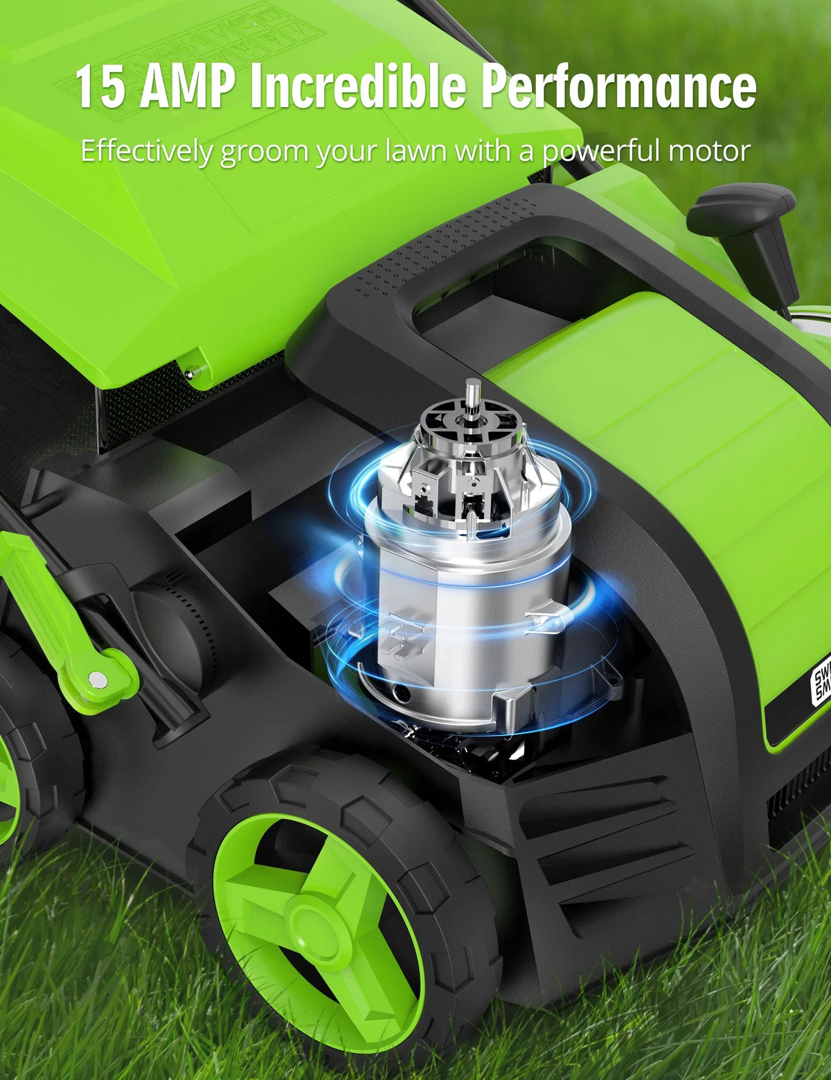 2026 NEW SWIPESMITH 16" 15 Amp Electric Dethatcher Scarifier, Lawn with 5-Position Depth Adjustment, 14.5 Gal Removable Thatch Collection Bag, Quick-Fold, Keeps Health