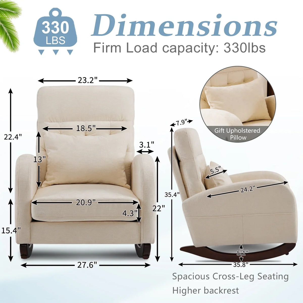 2026 NEW Ktaxon Rocking Accent Chair Glider Reading Chair Comfy Teddy Velvet Upholstered Single Sofa Rocker for Living Room, Nursery, Bedroom Beige