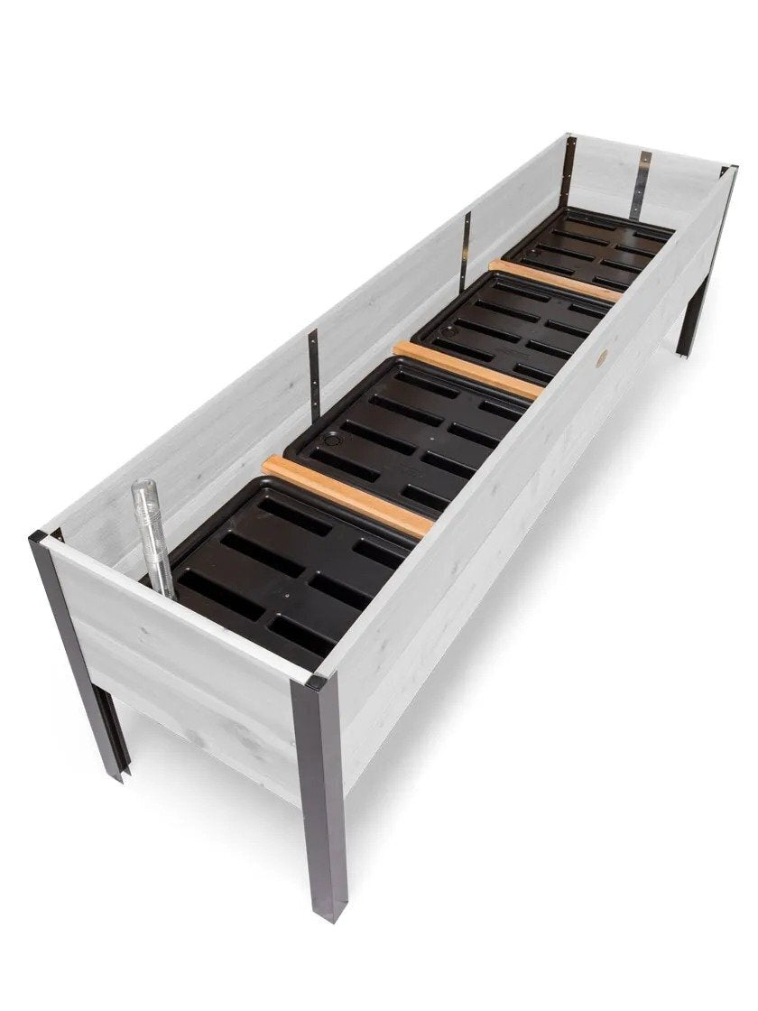 EcoStained Self-Watering Raised Planter Box with Aluminum Legs, Cedar/Cypress, 96 x24 x29