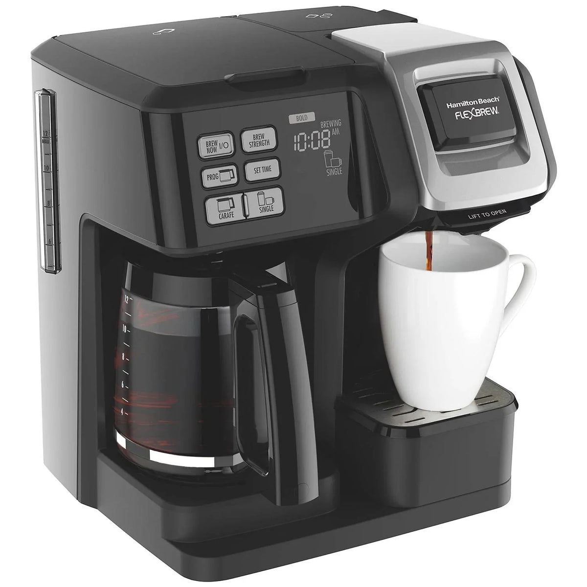 2026 NEW Hamilton Beach FlexBrew Trio 2-Way Coffee Maker, Compatible with K-Cup Pods or Grounds, Combo, Single Serve & Full 12c Pot, Black