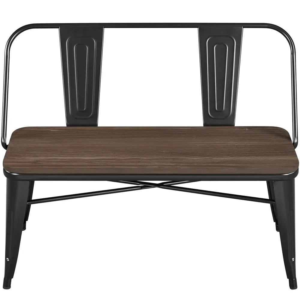 2026 NEW Yaheetech Industrial Metal Dining Bench with Upholstered Seat,Black