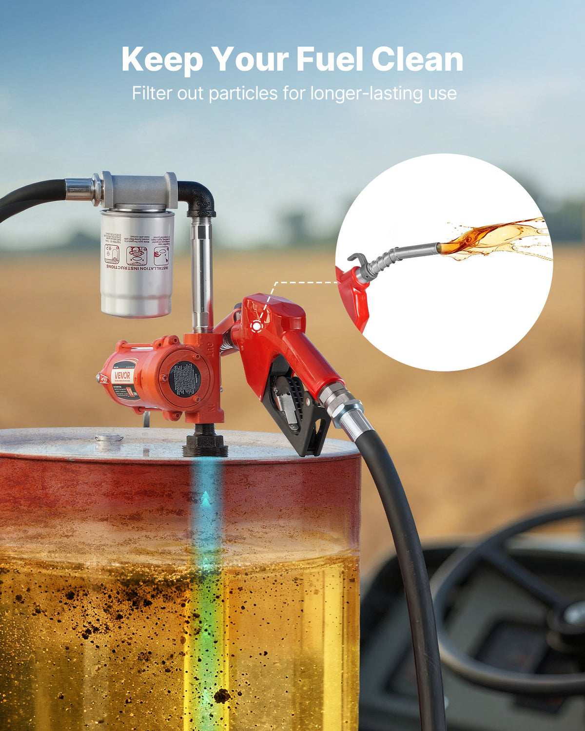 2026 NEW VEVOR Fuel Transfer Pump, 12V DC 10 GPM, Portable Diesel Transfer Pump Kit, with Auto Shut-Off Nozzle, Discharge Hose, Overheat Protection, Power Cable, Explosion-Proof, for Gasoline Diesel Kerosene