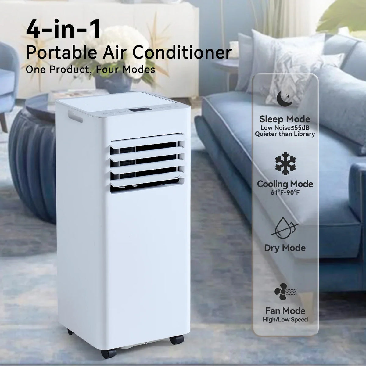 2026 NEW Bapipro 10,000 BTU Smart Portable AC - WiFi/Remote, 4-in-1 for 300 Sq.Ft, 24H Timer, Window Kit, "55dB, ETL Certified