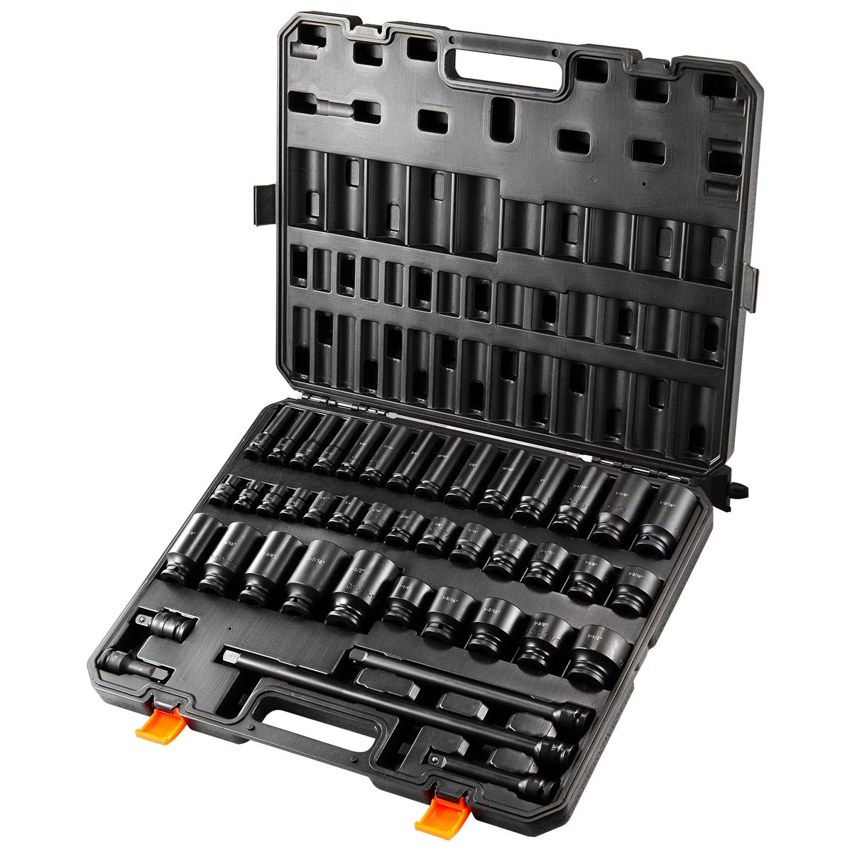 2026 NEW SKYSHALO 43-Pc Impact Socket Set, 1/2" Drive, SAE 3/8"-1-1/2", Deep & Shallow, 6-Point, Cr-Mo Steel, for Automotive Repair, Clear Size Labels, Durable