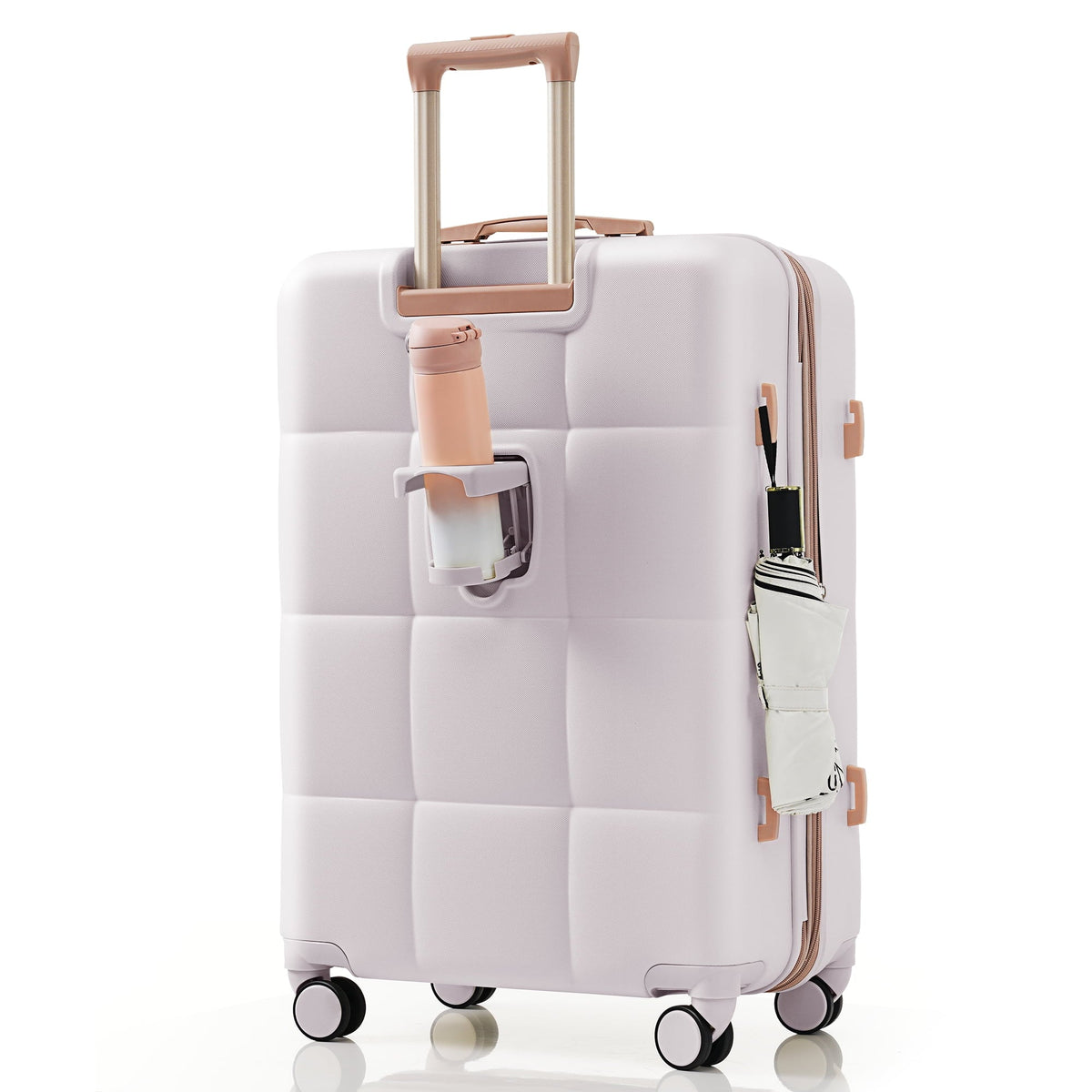 2026 NEW Luggage Set of 3, 20-inch with USB Port, Airline Certified Carry-on Luggage with Cup Holder, ABS Hard Shell Luggage with Spinner Wheels, white