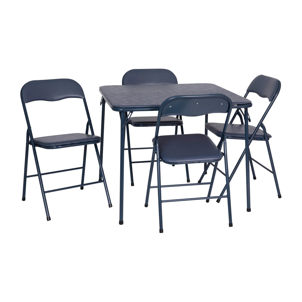 2026 NEW Emma + Oliver 5 Piece Black Folding Game Room Card Table and Chair Set