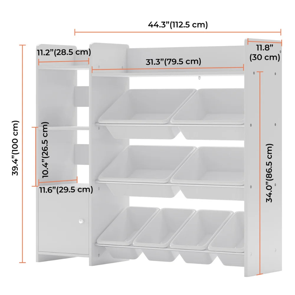 2026 NEW Sturdis Kids Toy Storage Organizer With Bookshelf and White Bins