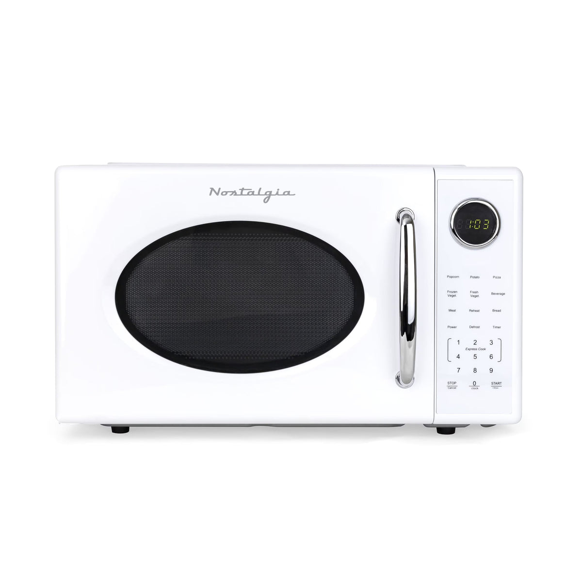 2026 NEW Nostalgia Retro Microwave Oven - 1.1 Cu Ft & 1000-Watt Countertop Size with Glass Turntable, Child Safety Lock, 8 Auto-Cook Programs & Digital Clock - Black