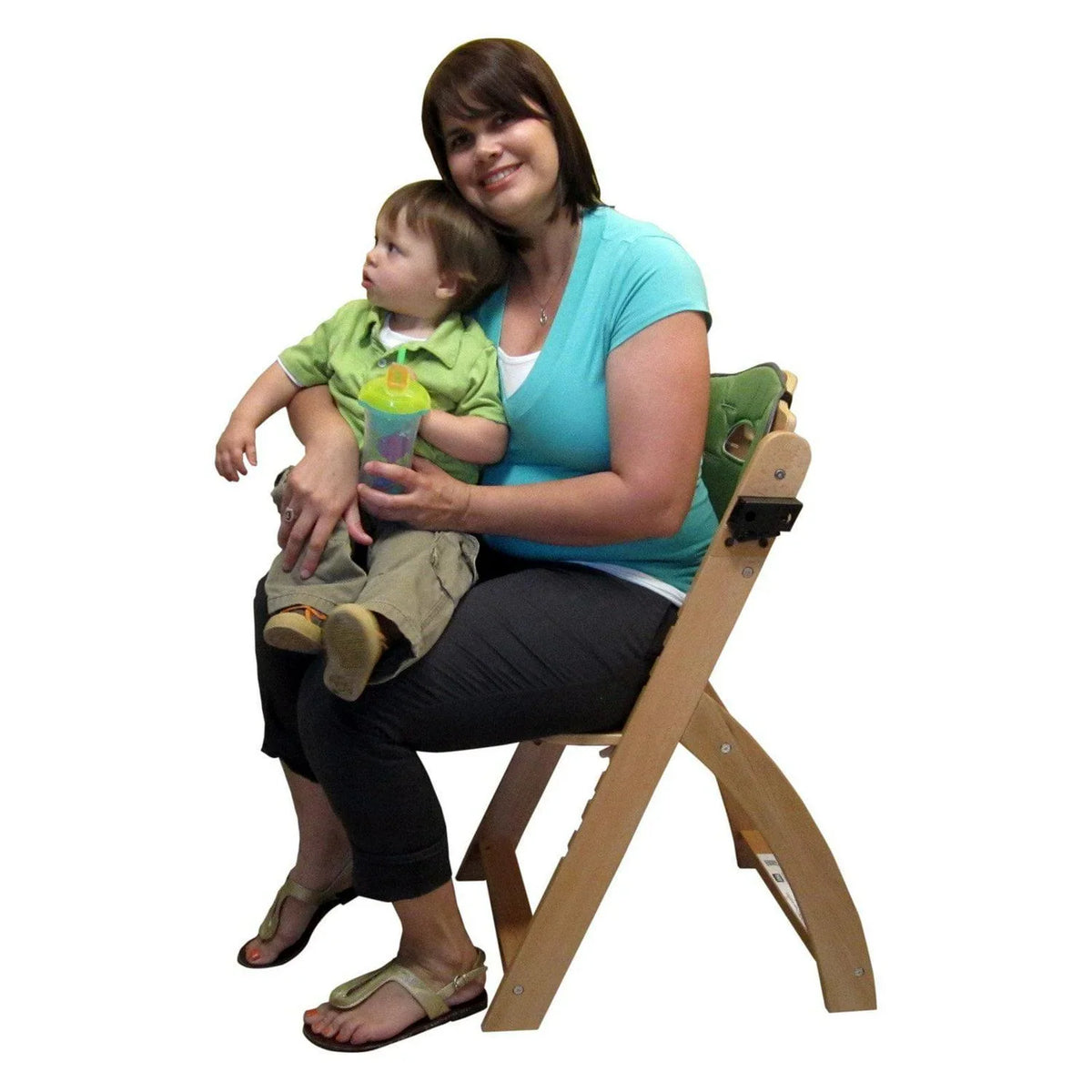 2026 NEW Abiie Beyond Wooden High Chair with Tray. The Perfect Adjustable Baby Highchair Solution for Your Babies & Toddlers or as a Dining Chair. (6 Months up to 250 Lb) (Natural Wood - Olive Cushion)
