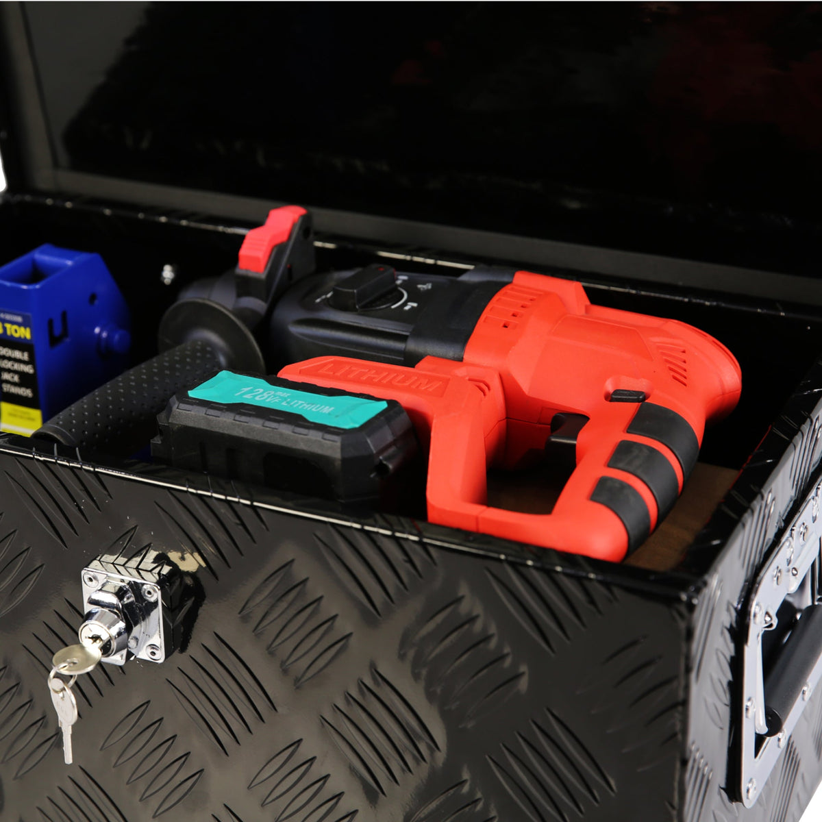 2026 NEW 20'' Metal Truck Tool Box, Aluminum Tool Box Storage Organizer for Truck Bed Trailer Pickup ATV, Lockable Tools Underbody Organizer W/Side Handle