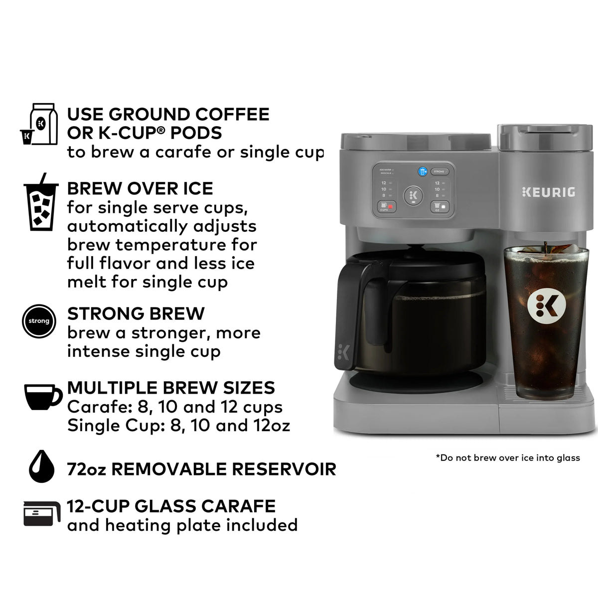 2026 NEW Keurig K-Duo Essentials, Hot & Iced Single-Serve K-Cup Pod Coffee Maker & Carafe, Moonlight Grey