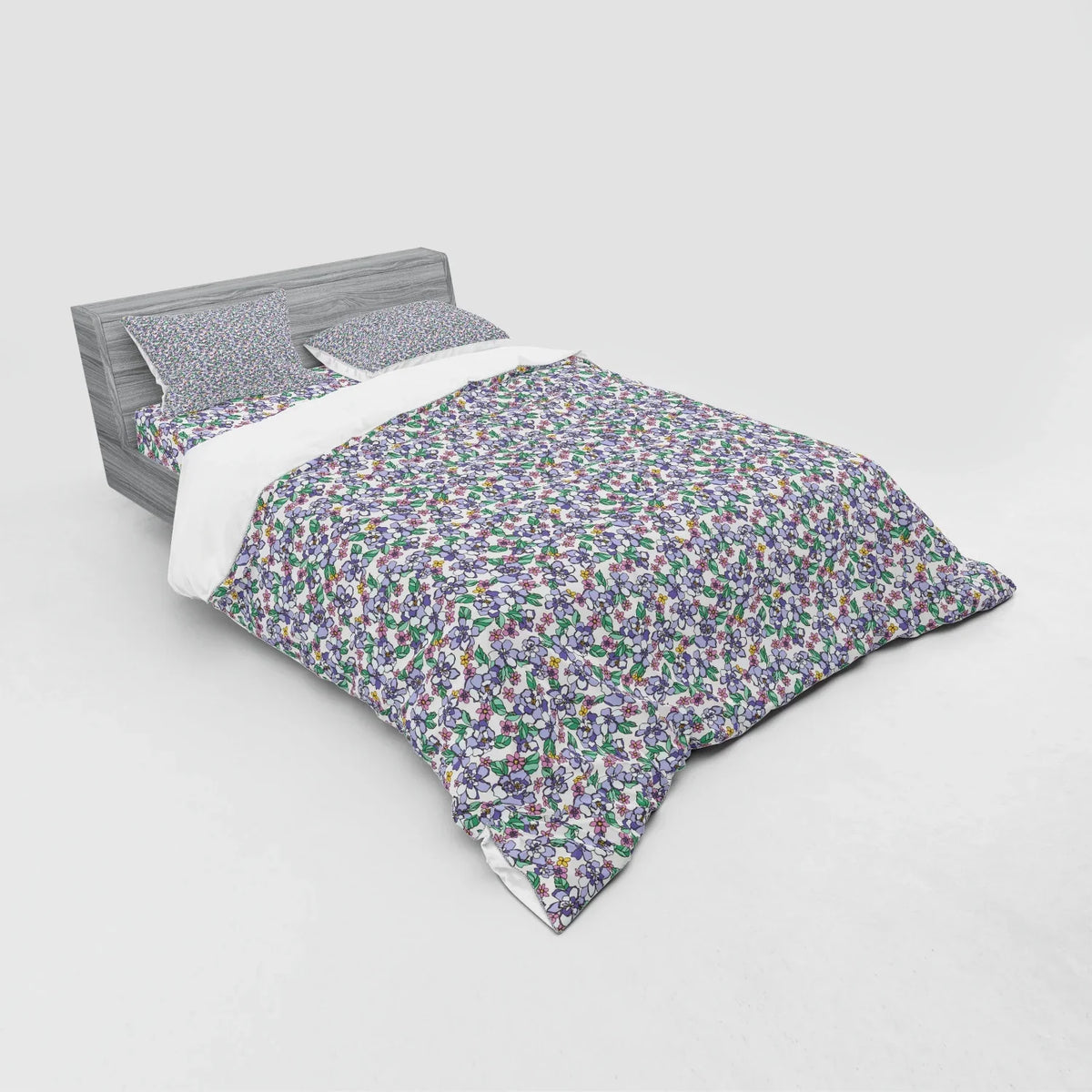 2026 NEW Floral Duvet Cover Set, Colorful Spring Blossom Flowers Repetitive Hand Drawn Like Pattern, Bedding Set with Shams and Fitted Sheet, 3 Sizes