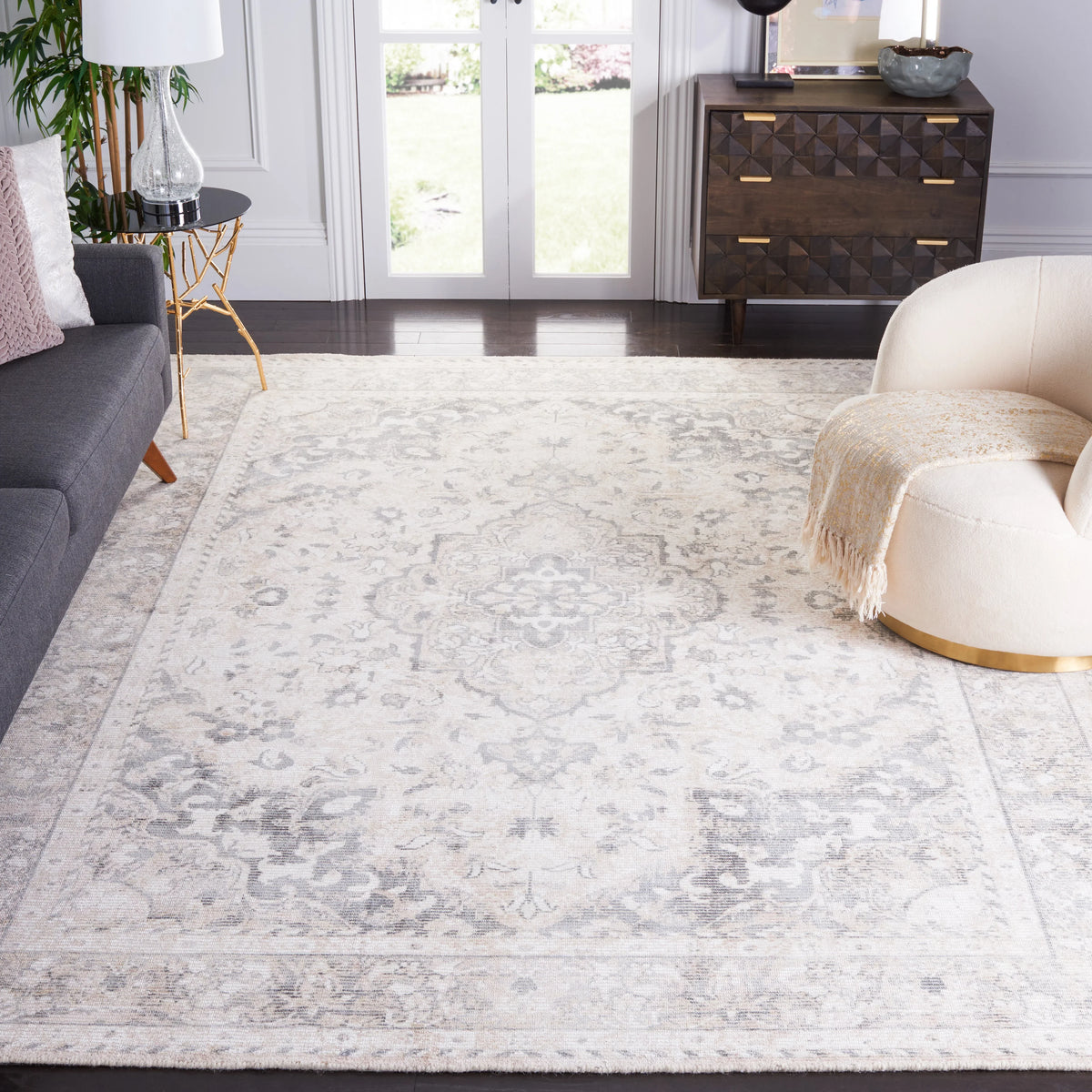 2026 NEW SAFAVIEH Restoration Vintage April Medallion Area Rug, Grey/Ivory, 8' x 10'