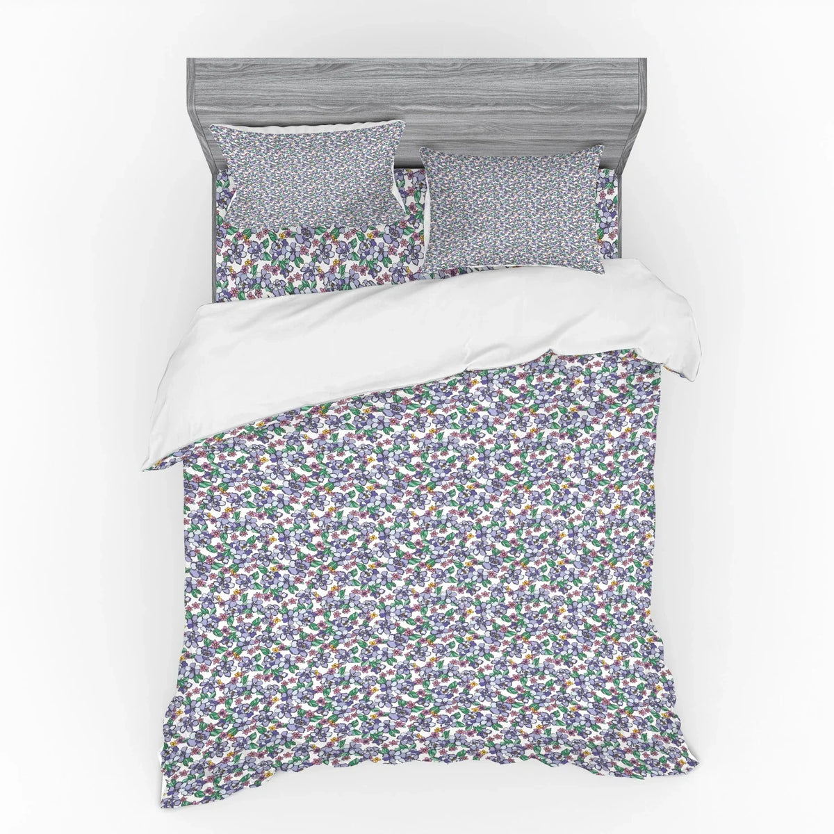 2026 NEW Floral Duvet Cover Set, Colorful Spring Blossom Flowers Repetitive Hand Drawn Like Pattern, Bedding Set with Shams and Fitted Sheet, 3 Sizes