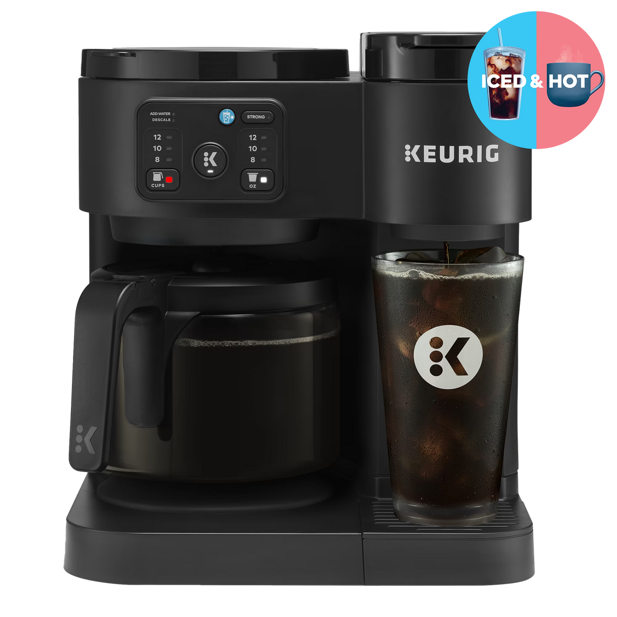 2026 NEW Keurig K-Duo Essentials, Hot & Iced Single-Serve K-Cup Pod Coffee Maker & Carafe, Moonlight Grey
