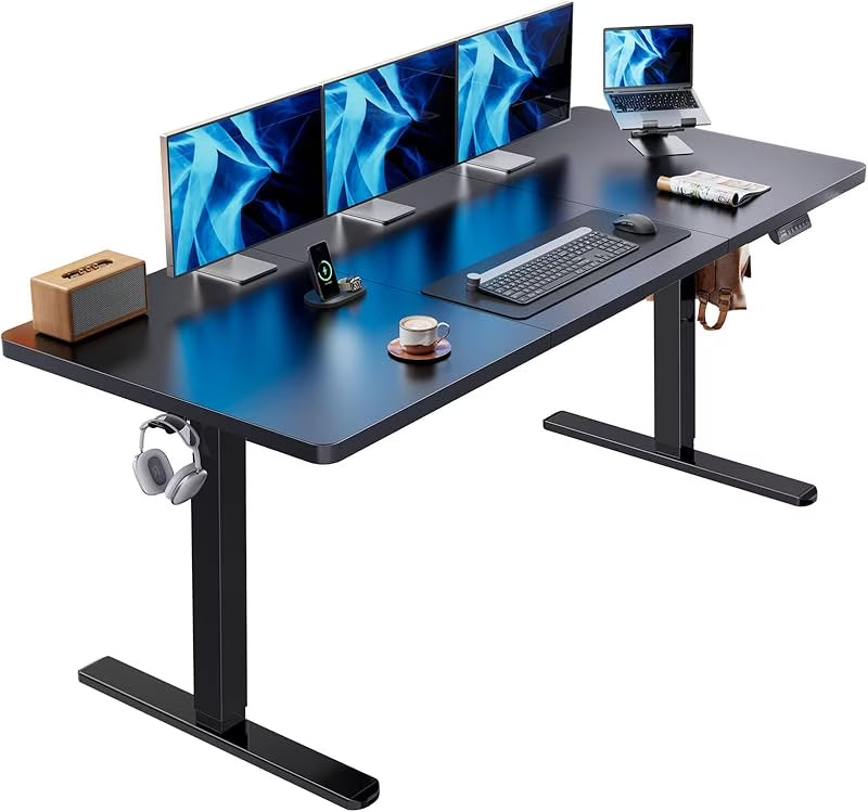 2026 NEW UANUO 48 x 24 inch Electric Standing Desk, Height Adjustable Table with Headphone Hooks & Cable Manager, Sit to Stand up Desk for Home Office, Vintage Brown