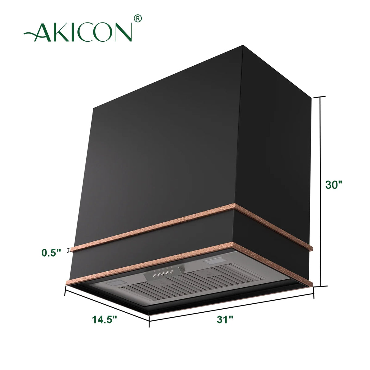 2026 NEW Akicon Range Hood 30 Inch, 600 CFM Ducted Vent Hood, Stainless Steel Box Kitchen Hood with 2 LED Lights, Removable Baffle Filters