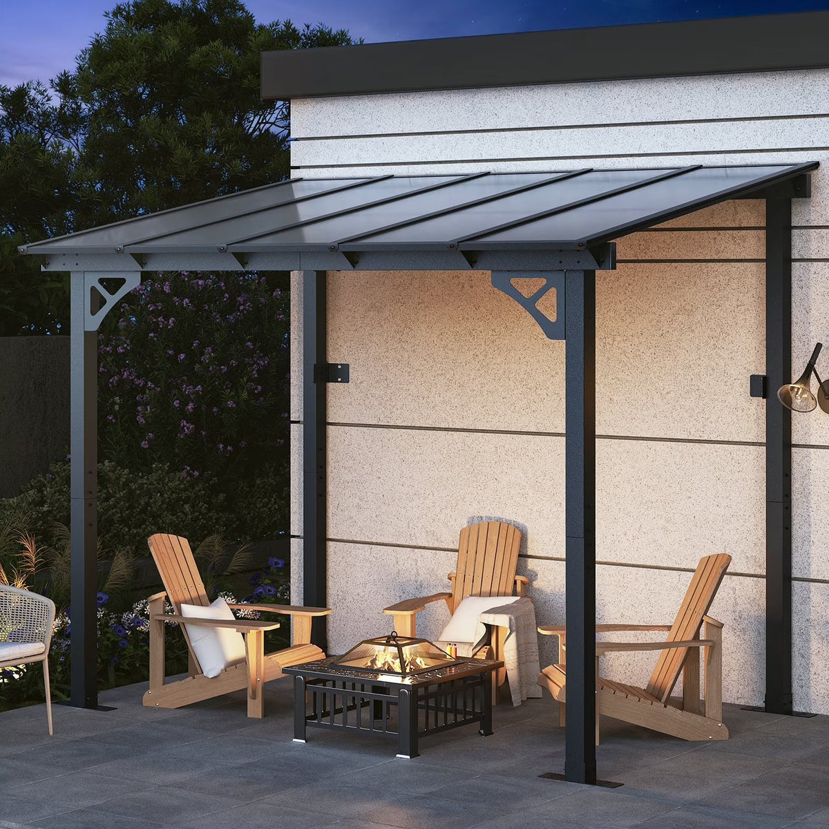 2026 NEW Aoxun 8' x 5' Gazebo for Patio, Gazebo Pergola with Sloped Roof, Grill Gazebo Large Wall-Mounted Heavy Duty Awnings, for Backyard, Deck, Patio