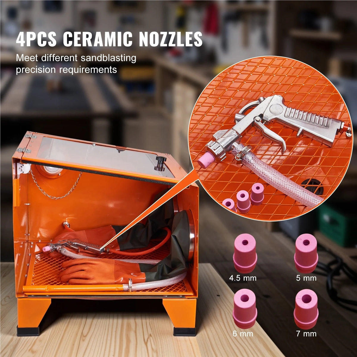 2026 NEW Portable Benchtop Sand Blaster 25 Gallon Sandblasting Cabinet with Blasting Gun Nozzles Paint Stain Rust Removal