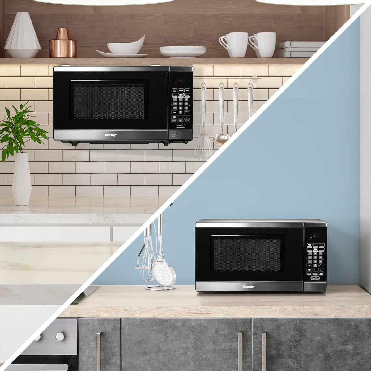 2026 NEW Danby Designer 0.7 cu. ft. Space Saving Under the Cupboard Microwave in Stainless Steel (DDMW007501G1)