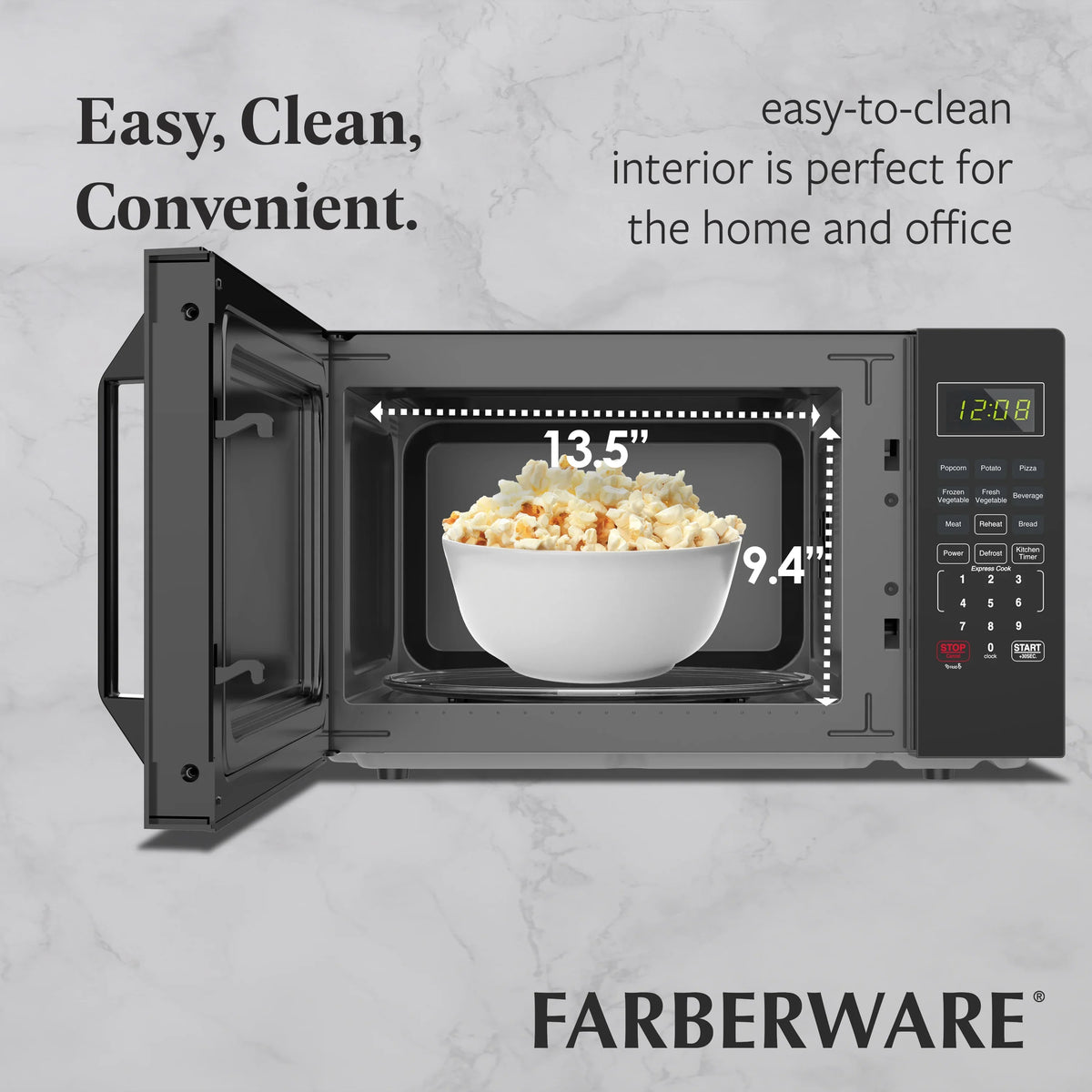 2026 NEW Farberware 1.1 Cu. Ft. 1000-Watt Compact Microwave Oven, Black