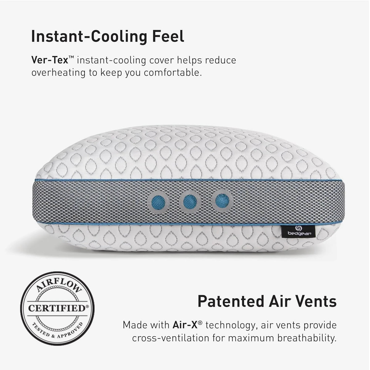 2026 NEW Bedgear Frost Performance Pillow - Size 3.0 - Cooling Bed Pillow for Hot Sleepers - Medium Firmness Pillow for All Sleep Positions, Hypoallergenic