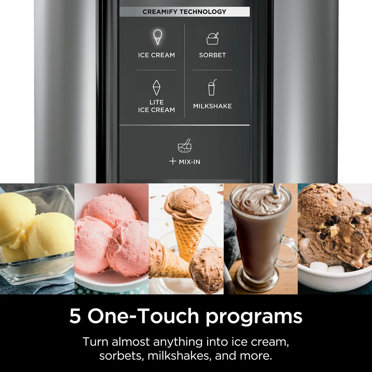 2026 NEW Ninja CREAMi Ice Cream Maker, for Gelato, Mix-ins, Milkshakes, Sorbet, Smoothie Bowls & More, 5 One-Touch Programs, with (2) 16 oz Pint Containers & Lids, Perfect for Kids, White, NC300WH