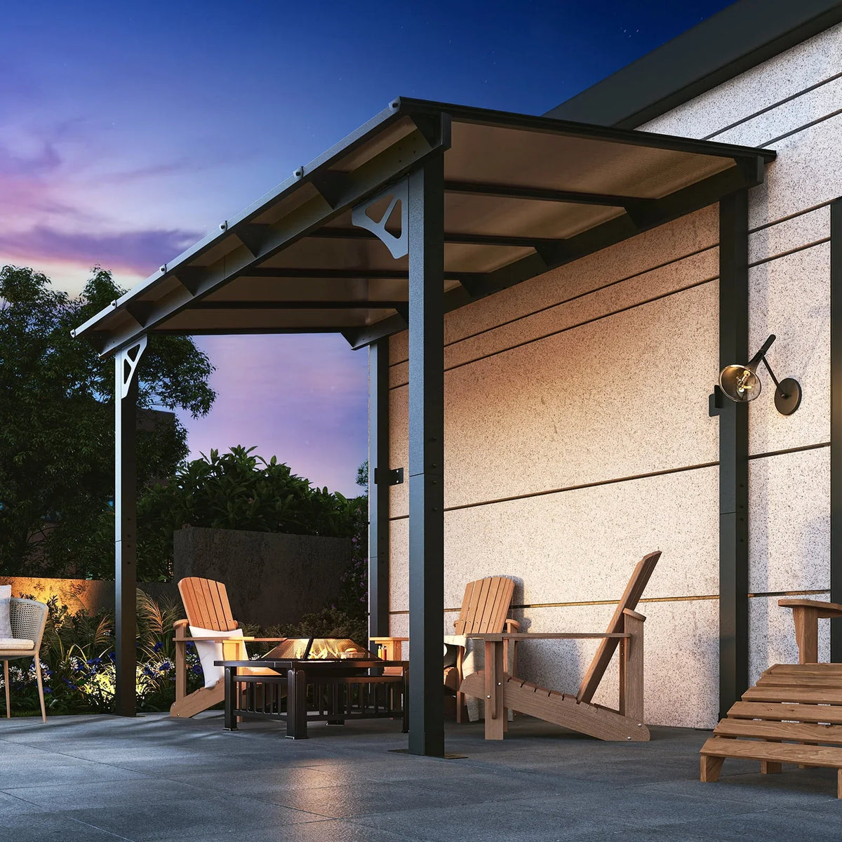 2026 NEW Aoxun 8' x 5' Gazebo for Patio, Gazebo Pergola with Sloped Roof, Grill Gazebo Large Wall-Mounted Heavy Duty Awnings, for Backyard, Deck, Patio