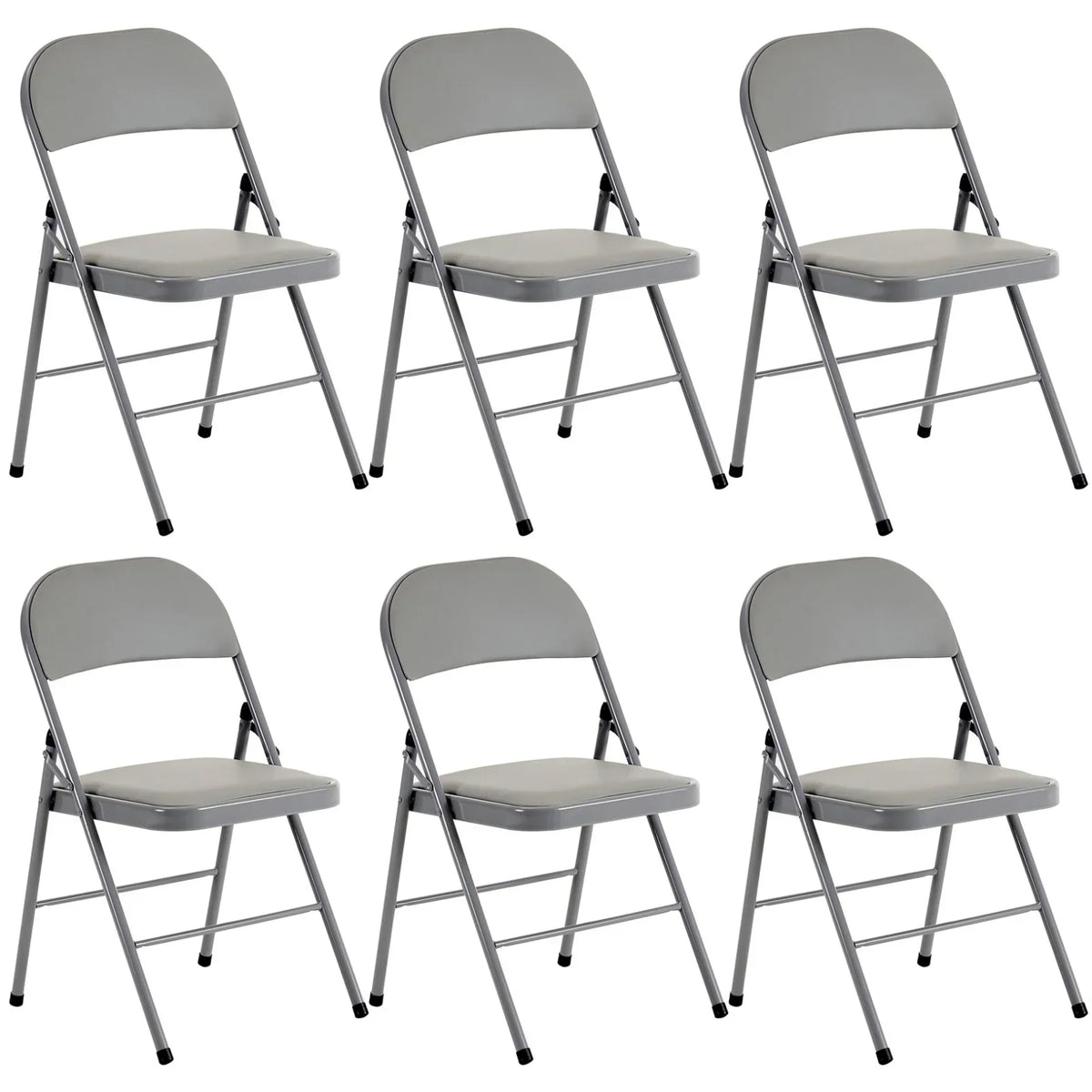 2026 NEW 6 Pack Gray Folding Chairs with Padded Seats, Portable Stackable Foldable Chairs for Indoor & Outdoor, Commercial Seat with Metal Frame for Events Office Wedding Party, 330lbs Capacity