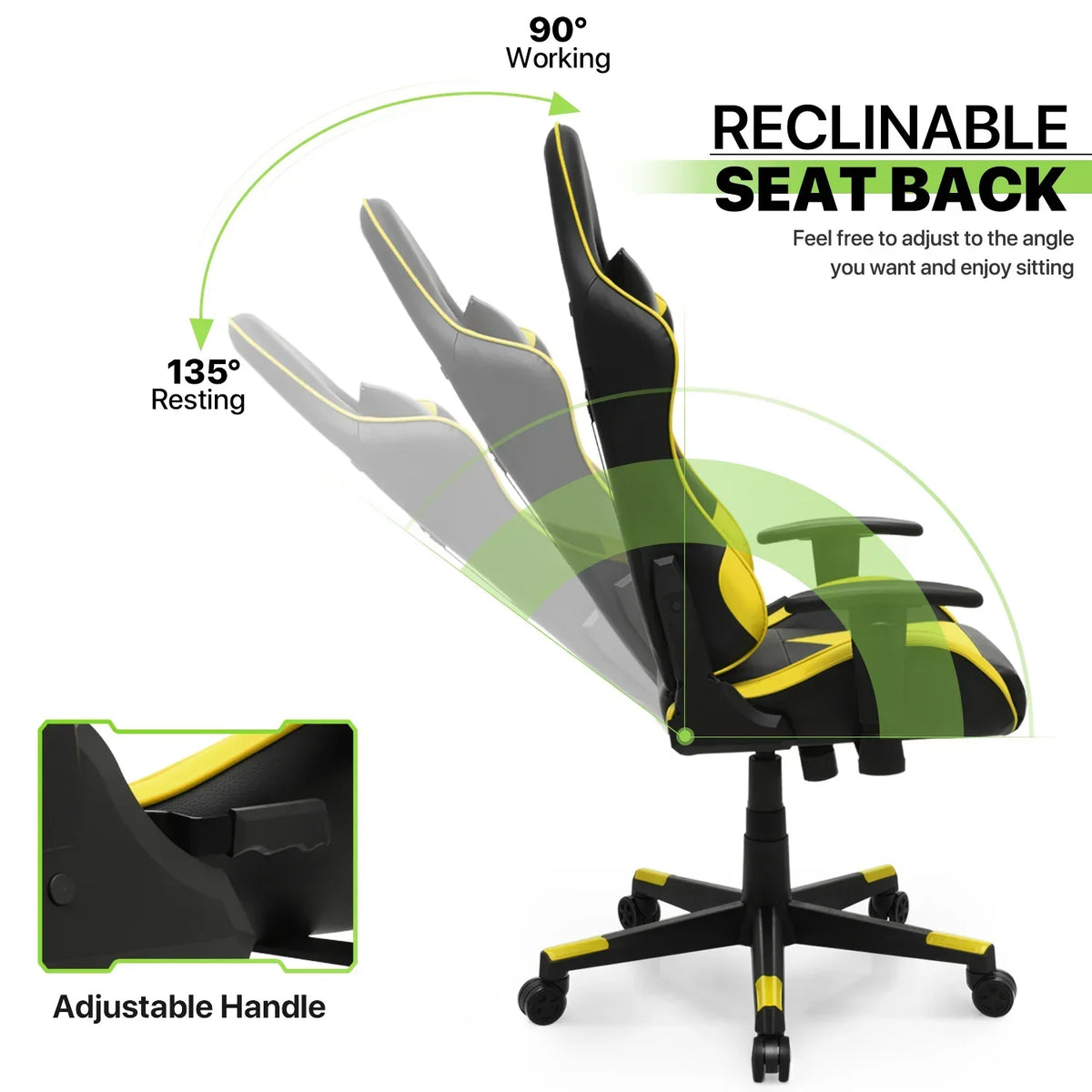 2026 NEW Magshion Ergonomic Gaming Chair, Comfortable Gaming Chair, Computer Chair Leather Desk Chair Adjustable Swivel Gaming Office Chair, Blue
