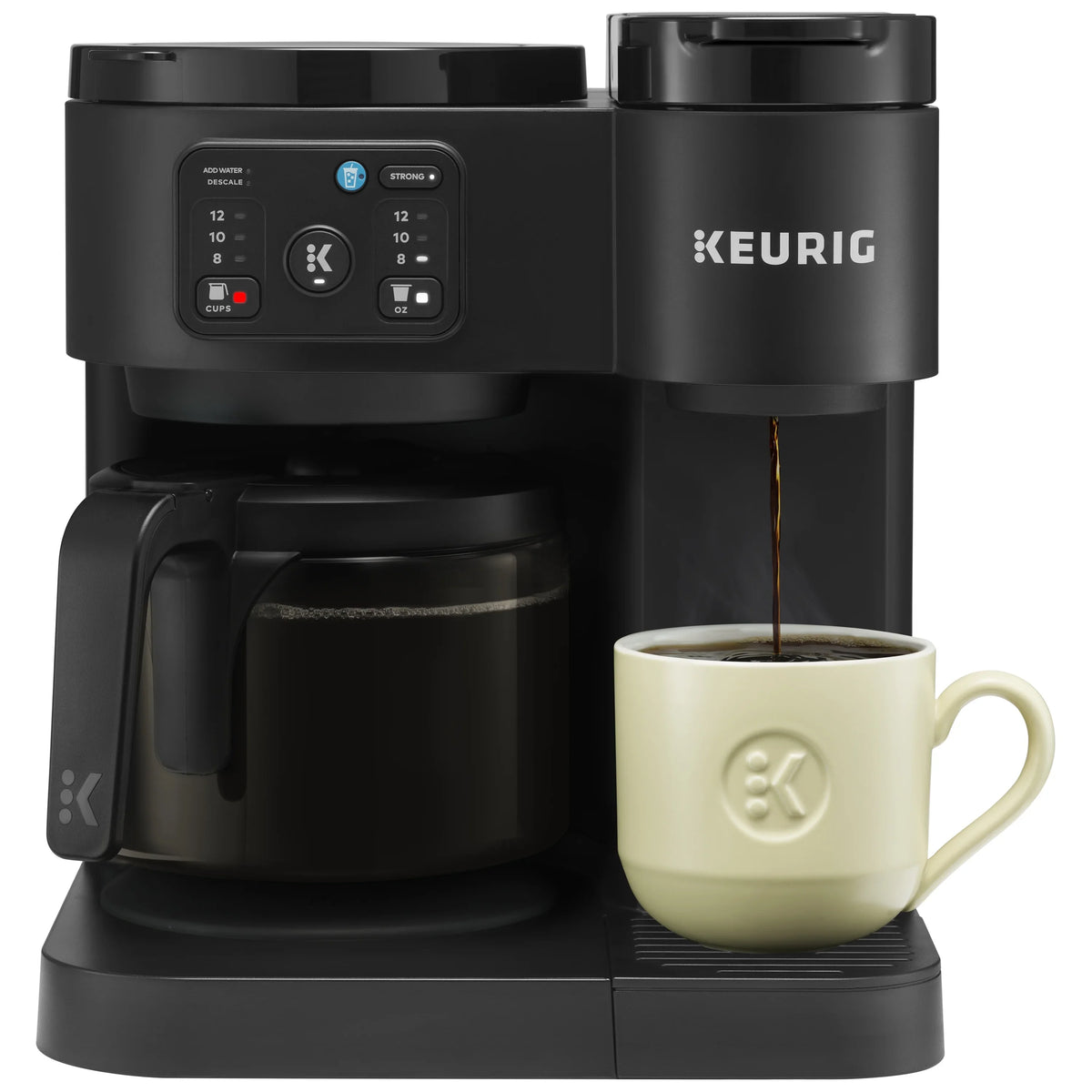 2026 NEW Keurig K-Duo Essentials, Hot & Iced Single-Serve K-Cup Pod Coffee Maker & Carafe, Moonlight Grey